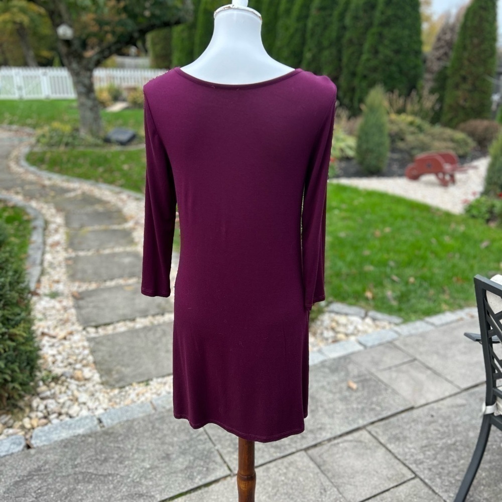 Long burgundy embroidered tunic style top - Picture 4 of 6